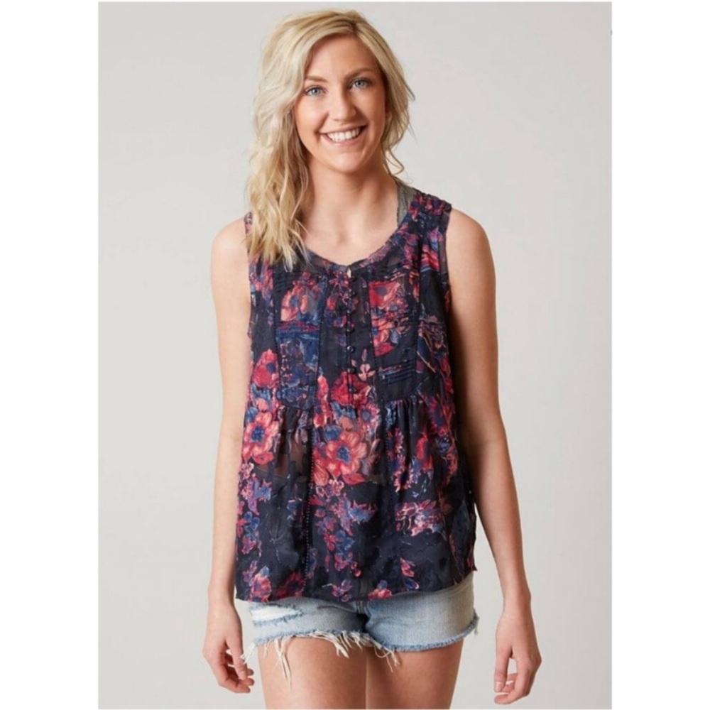 NWOT Lucky Brand floral burnout sleeveless top
